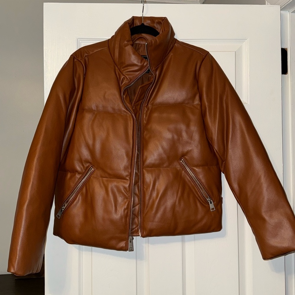 Levi Vegan Leather Puffer Jacket
